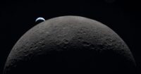 Wide-angle view of Earthset during Artemis 2 lunar flyby